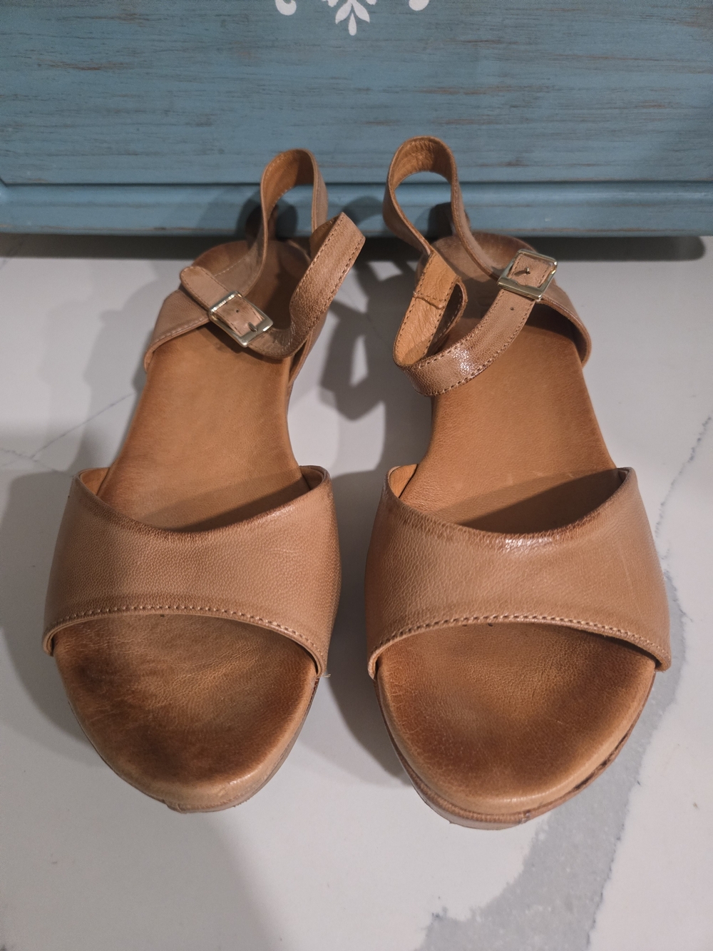 Sesto Meucci Becka Cudio Cera Tan Leather Open-Toe Slingback Sandals
